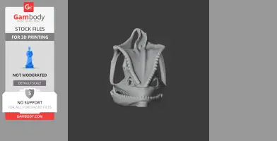 3D model of a Panther Chameleon skull, detailed and ready for printing, front view.