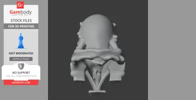 Top view of a 3D Papiliovenator dinosaur skull replica, ready for 3D printing.