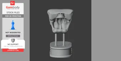 Paraiguanodon skull replica on a stand, designed for 3D printing, shown in gray.