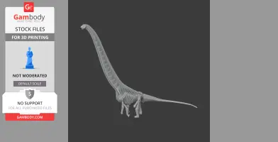 A detailed 3D model of a long-necked, prehistoric dinosaur skeleton for 3D printing.