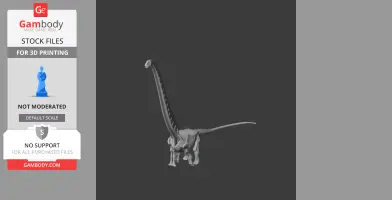 A 3D model of a long-necked prehistoric animal standing upright, displayed against a dark background.