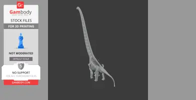 3D model of a long-necked prehistoric animal skeleton, designed for 3D printing.