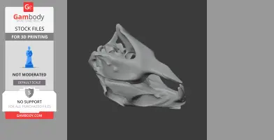 3D model of a Patagonian Mara skull, side view, designed for 3D printing displayed on a gray background.