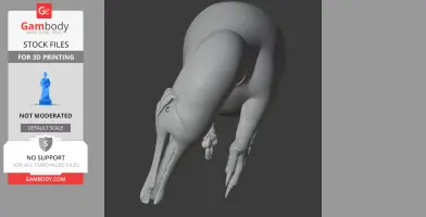 3D model of Angaturama, a prehistoric dinosaur with a long, curved snout and robust body.