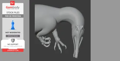 3D model of a prehistoric Angaturama with detailed claws and elongated snout, ready for printing.