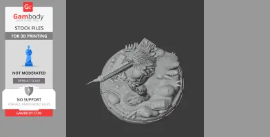 A spiky, monstrous creature wielding a large weapon, standing on a detailed base, ready for 3D printing.