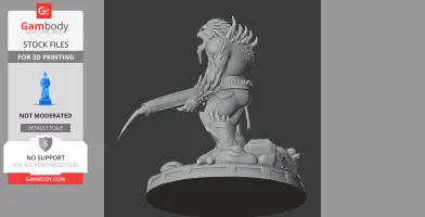 A spiked creature with a gun, standing on a detailed base, ready for 3D printing.