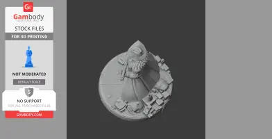 3D model of a cloaked character with a wide-brimmed hat holding a gun, standing on a detailed base.