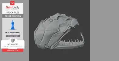 3D model of a Payara fish skull, detailed with sharp teeth and textured surface.