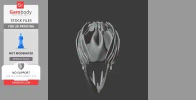 3D model of a Payara fish skull, showcasing elongated fangs and intricate bone structure.