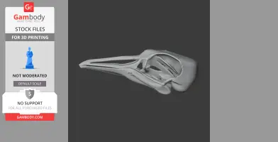 A detailed 3D model of a bird skull designed for 3D printing.
