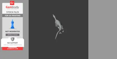Prehistoric animal model, long tail and neck, balanced on two legs for 3D printing.
