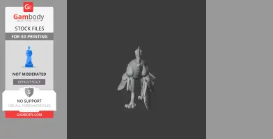 3D model of a prehistoric bird-like creature with feathers, beak, and talons.