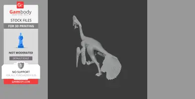 A detailed 3D model of a prehistoric bird-like dinosaur with feathered tail and stance for printing.