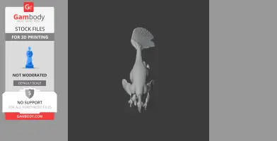 A 3D model of a prehistoric bird-like dinosaur with a crest and detailed feathers, viewed from above.