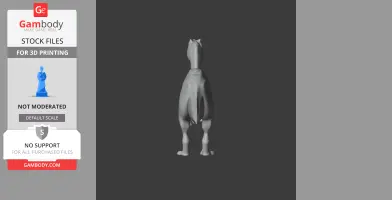 3D model of a prehistoric Apatodon viewed from the back, shown in grey for 3D printing.