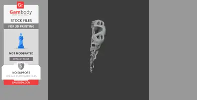 Side view of a 3D pig-footed bandicoot skull model, showing detailed bone structure.