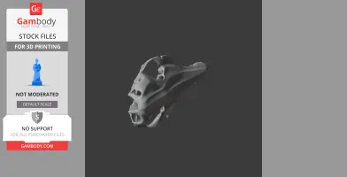 3D model of a pig-footed bandicoot skull on a dark background for 3D printing.