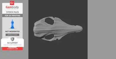 3D model of a pig-footed bandicoot skull shown from above on a gray background.