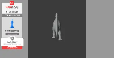 3D model of a prehistoric creature standing upright, viewed from the back, on a dark background.