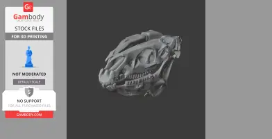 3D model of a Pliohippus skull, ready for 3D printing, displayed on a dark background.