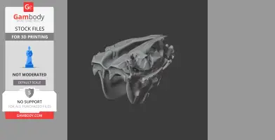 Gray 3D model of a Pliohippus skull, designed for 3D printing.