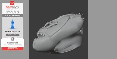3D model of a Poekilopleuron skull, showcasing detailed bone structure and teeth for 3D printing.