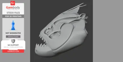 3D model of a Poekilopleuron skull, detailed replica for 3D printing, side view.