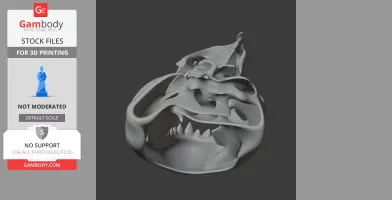 3D model of a Poekilopleuron skull, showcasing detailed ridges and teeth, designed for 3D printing.