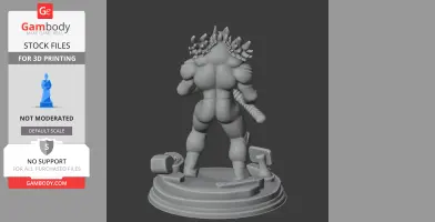 A spiked armored figure holding a weapon, standing on a detailed base, designed for 3D printing.