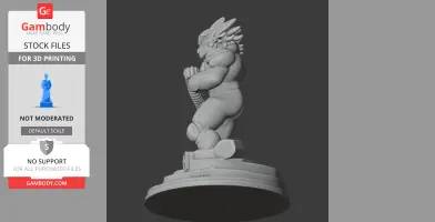A muscular creature with spikes and armor stands poised on a circular base.
