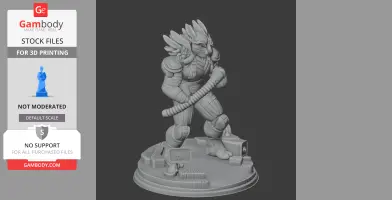 Armored beast-like figure with spiky headgear and a coiled weapon on a decorative base.
