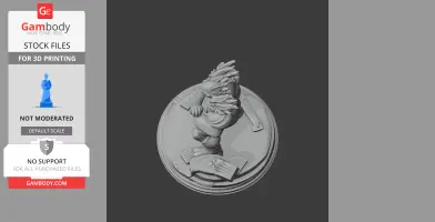 A detailed 3D figure of a character with spiked armor and wings, standing on a textured base.