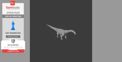 3D model of a prehistoric dinosaur with a long neck and tail, designed for printing.