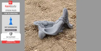 3D-printed Port Jackson shark skull replica displayed on textured ground.