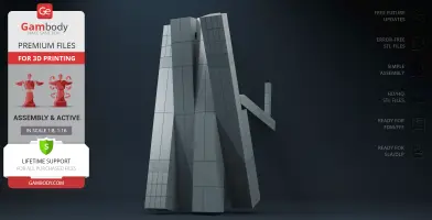 Angular, modular robot model with protruding arm, designed for 3D printing, based on a movie robot.