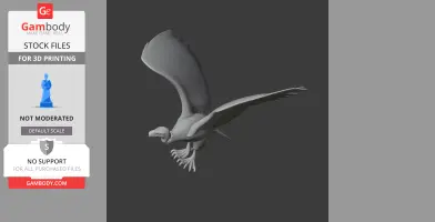 3D model of a prehistoric Argentavis, detailed with large wings in flight, for 3D printing.