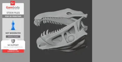 3D model of a Postosuchus skull with detailed teeth and bone structure, designed for 3D printing.