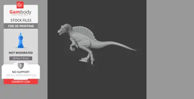 3D model of an Aristosaurus dinosaur with a sail-like back, designed for 3D printing.