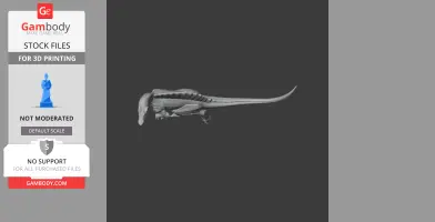 A 3D model of a dinosaur-like creature with a long tail, displayed on a dark background.