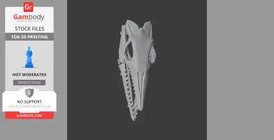 3D model of a Priodontognathus skull with detailed features for 3D printing.