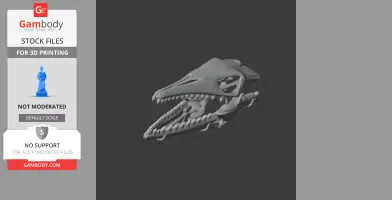 3D model of a Priodontognathus dinosaur skull, designed for 3D printing.