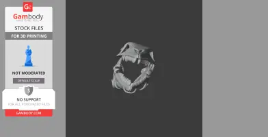 3D model of a Priodontognathus skull with open jaws, designed for 3D printing.