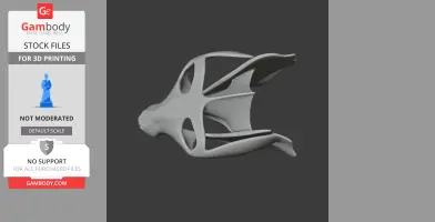 3D model of a Probainognathus skull replica, featuring smooth, arching details and hollowed sections.
