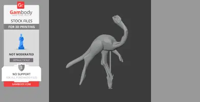 A 3D model of a prehistoric dinosaur with a long neck and tail, standing upright for printing.