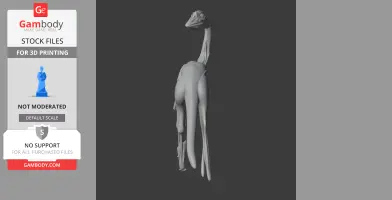 A 3D model of a long-necked dinosaur, viewed from the front for 3D printing.