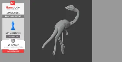 3D model of a dinosaur-like creature with a long neck and tail, rendered in gray.