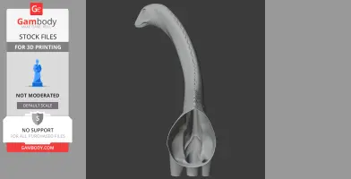 3D model of a dinosaur neck and head section, designed for 3D printing.