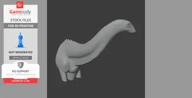 3D model of a long-necked, prehistoric dinosaur, resembling a sauropod, for 3D printing.