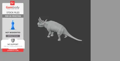 3D model of an Arsinoitherium, a prehistoric animal with large horns, for 3D printing.
